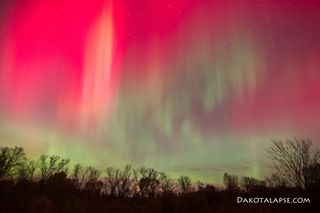 The father-and-son team of Randy Halverson and River Halverson got this picture of the aurora west of Madison, WI, on October 24, 2011.