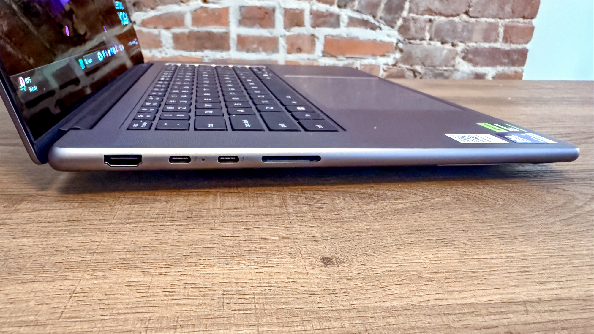 The left side ports on the Lenovo Yoga Pro 7i Gen 11 Aura Edition