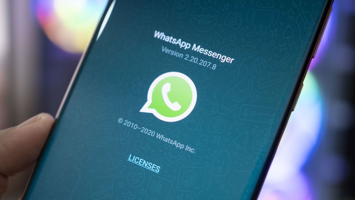 WhatsApp logo on the app startup page on an Android phone.