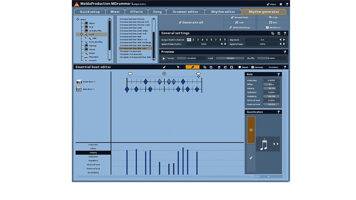 The Song page offers a more traditional sequence construction approach, sourcing loops from the Rhythm Editor