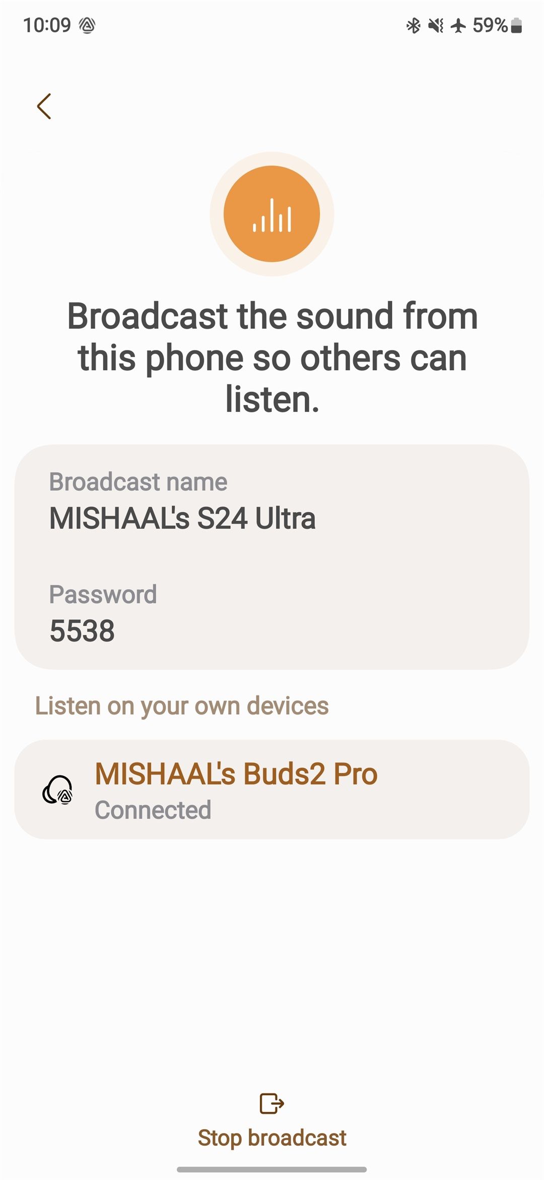 Broadcast audio settings in One UI 6.1