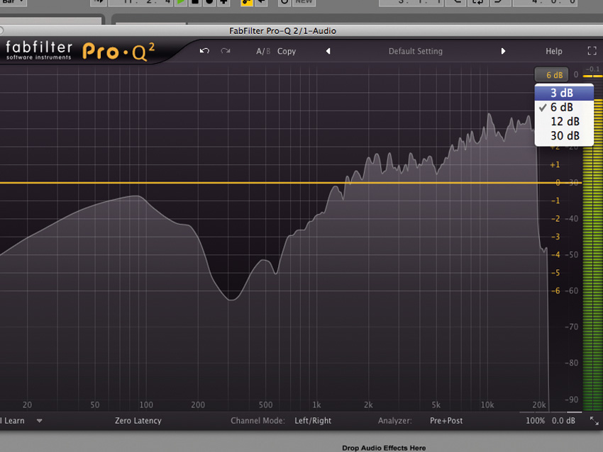 Zooming an equaliser's display for finer control