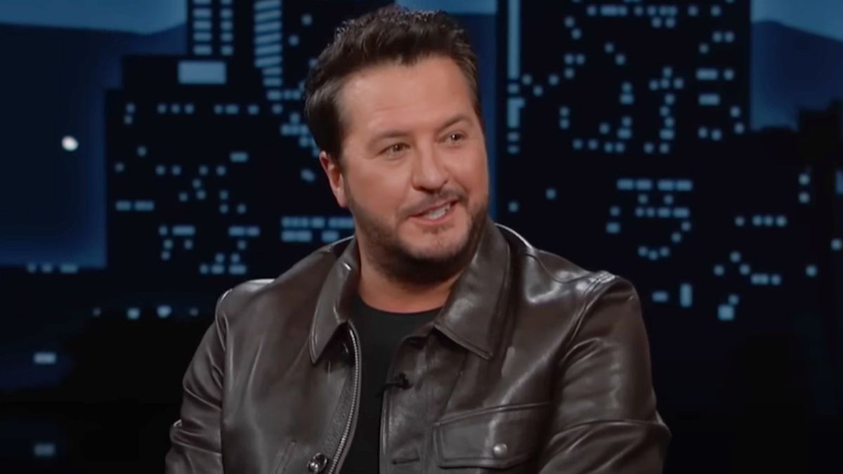 Luke Bryan smiling while talking on Jimmy Kimmel Live!