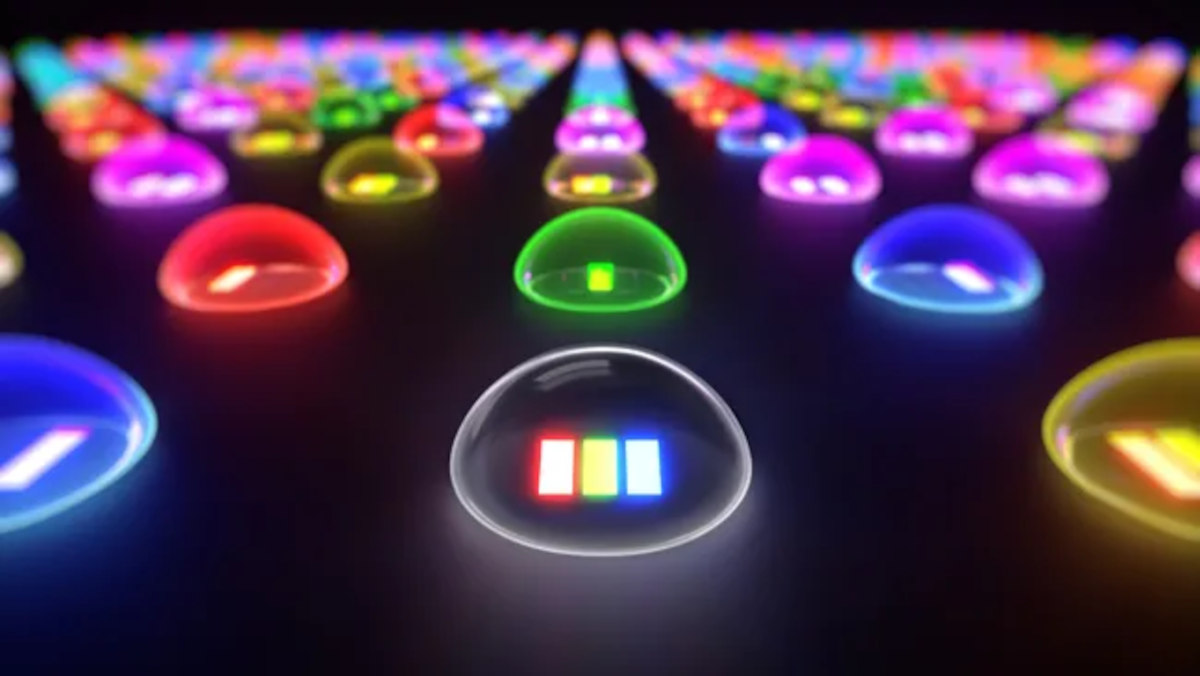 RGB mini-LED graphic showing multi-colored light modules