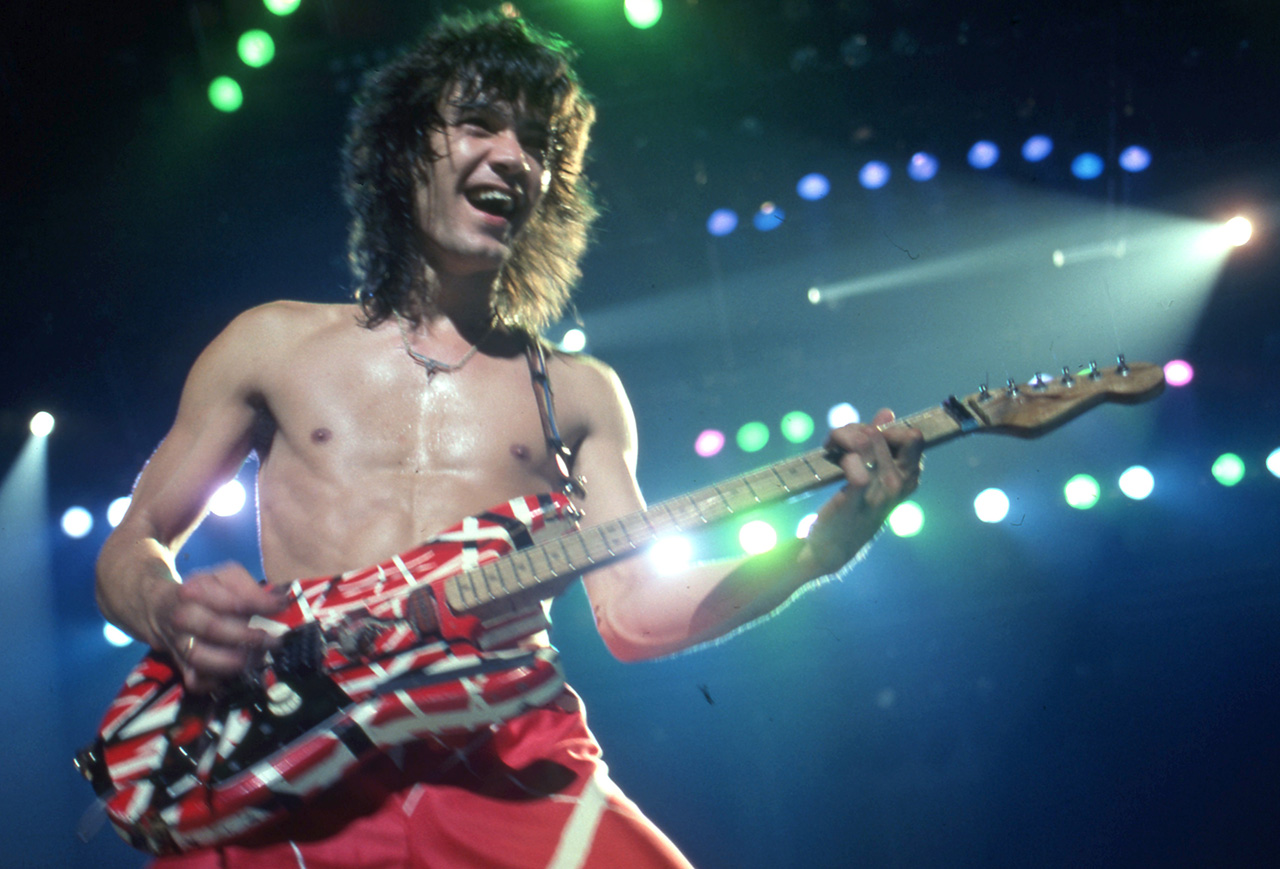 Eddie Van Halen, performs during the band's &amp;quot;Fair Warning Tour&amp;quot; on July 3, 1981, at Cobo Arena in Detroit, Michigan. (Photo by Ross Marino/Getty Images)