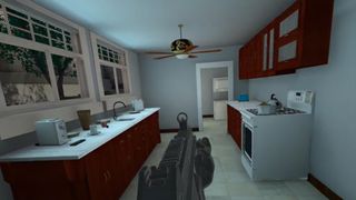 Running through the kitchen in the House map in Alvo for Quest