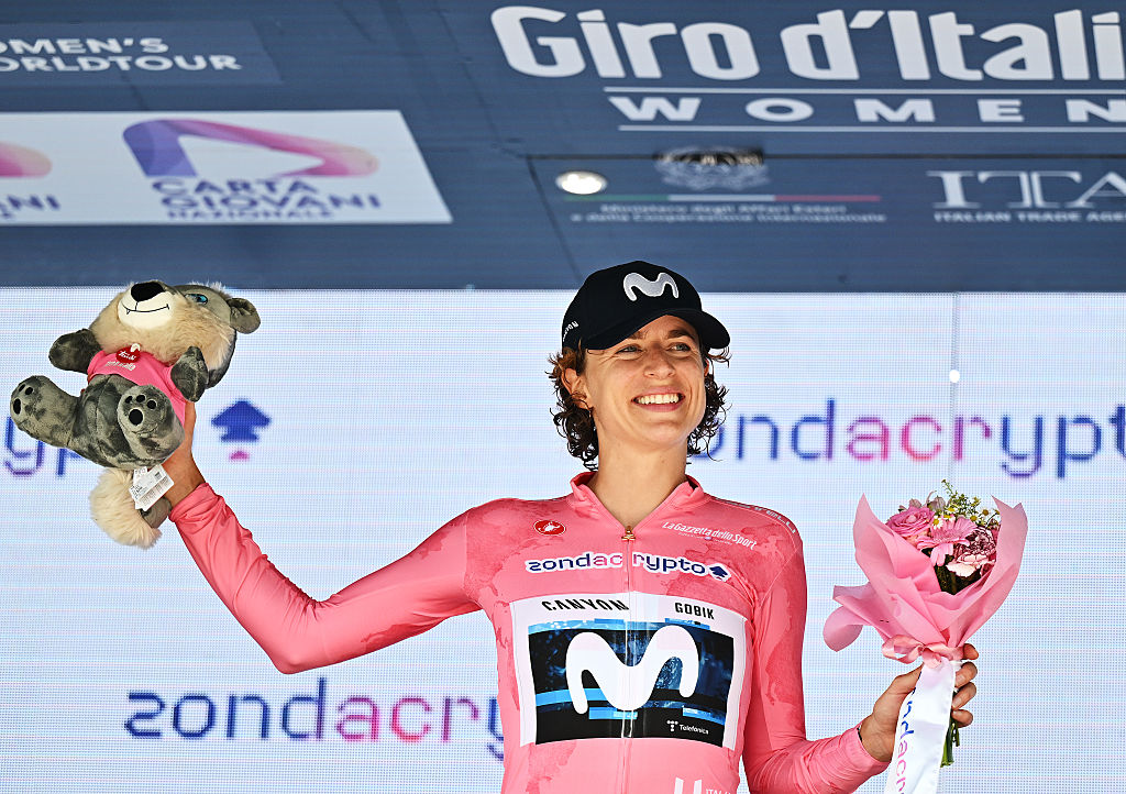 2025 Giro d&#039;Italia Women stage 1: Marlen Reusser celebrates taking the lead