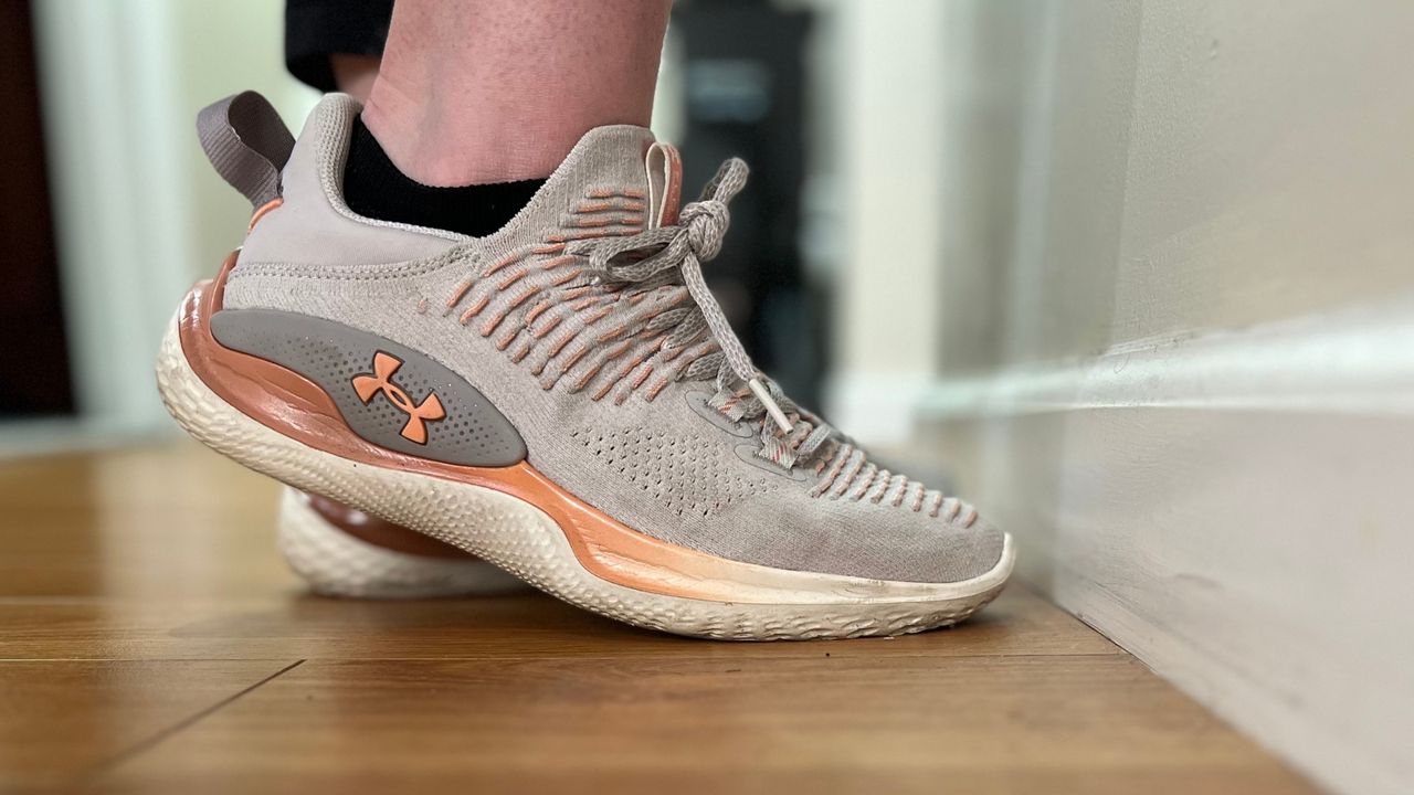 Under Armour Dynamic IntelliKnit Ele-Grit shot on a wooden floor