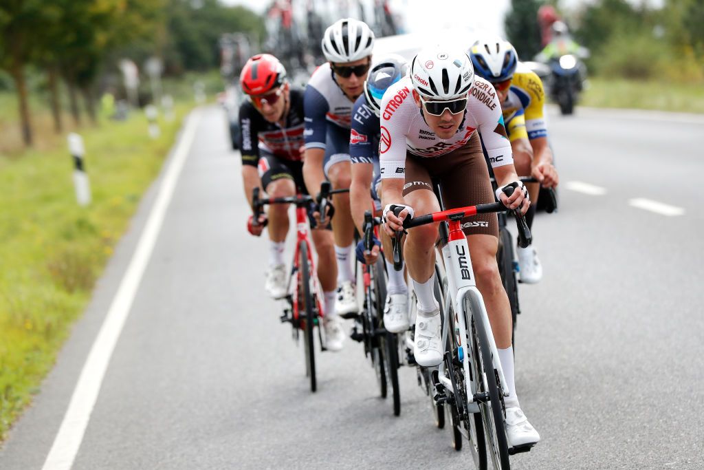 MAMER LUXEMBOURG SEPTEMBER 16 Ben Alexander Oconnor of Australia and AG2R Citren Team leads The Breakaway during the 81st SkodaTour De Luxembourg 2021 Stage 3 a 1893km stage from MondorfLesBains to Mamer 300m skodatour skodatour on September 16 2021 in Mamer Luxembourg Photo by Bas CzerwinskiGetty Images