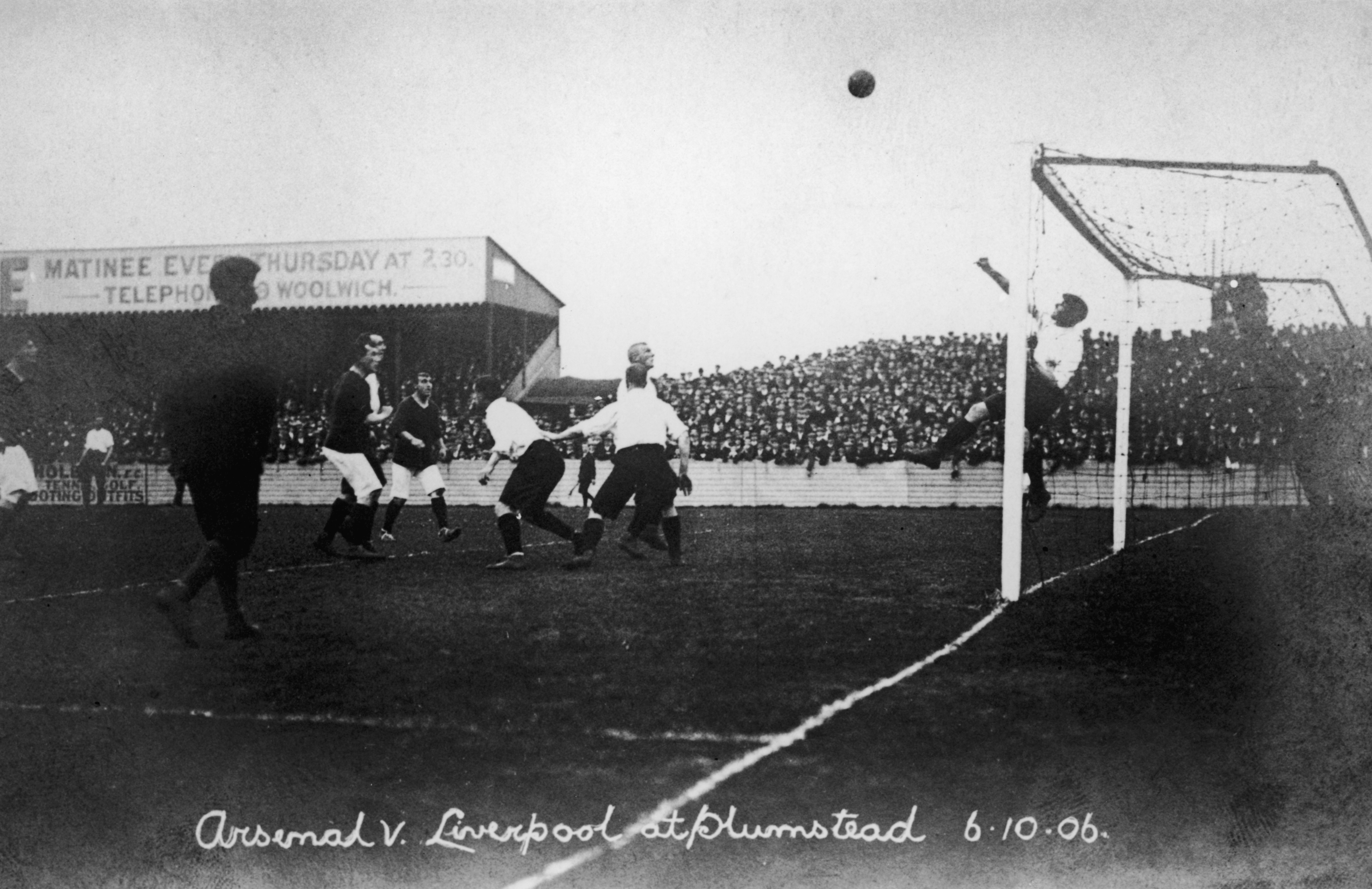 Arsenal in action against Liverpool at Plumstead in 1906.
