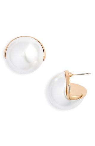 Jumbo Imitation Pearl Button Stud Earrings