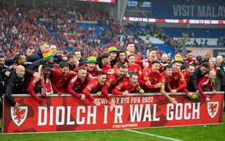 Wales celebrate qualifying for the World Cup
