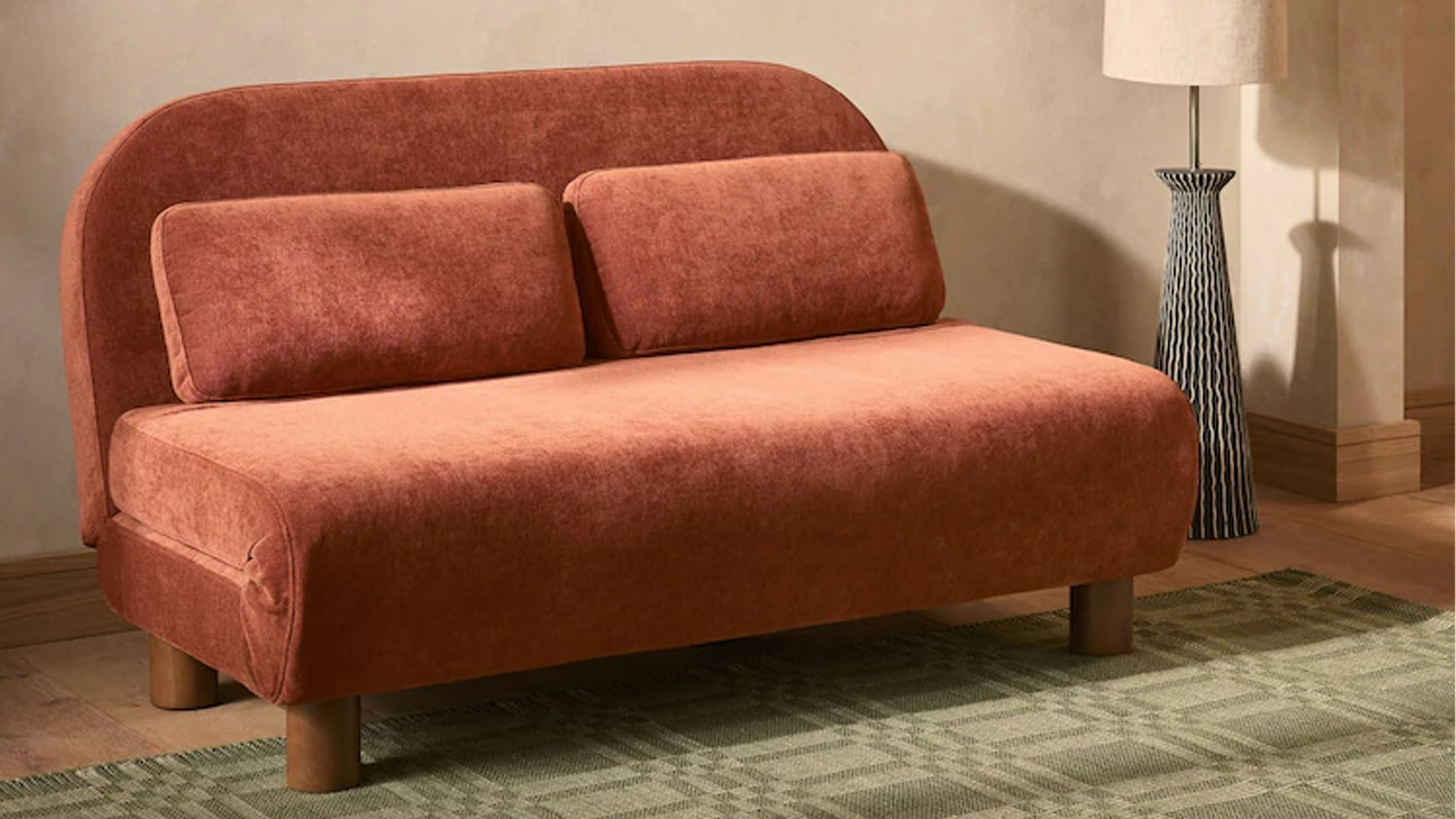 Next Soft Twill Rust Brown Palma Double Sofa Bed