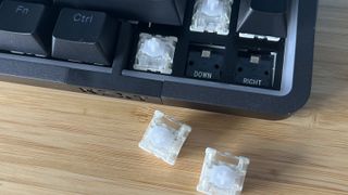 NZXT Function Elite MiniTKL arrow buttons with switches and keycaps removed