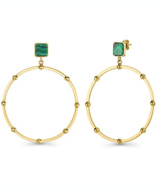 Lucy Williams Malachite Gold Chandelier Hoops