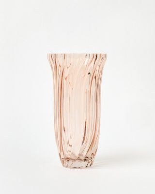 Oran Wide Ribbed Pink Glass Vase | Oliver Bonas