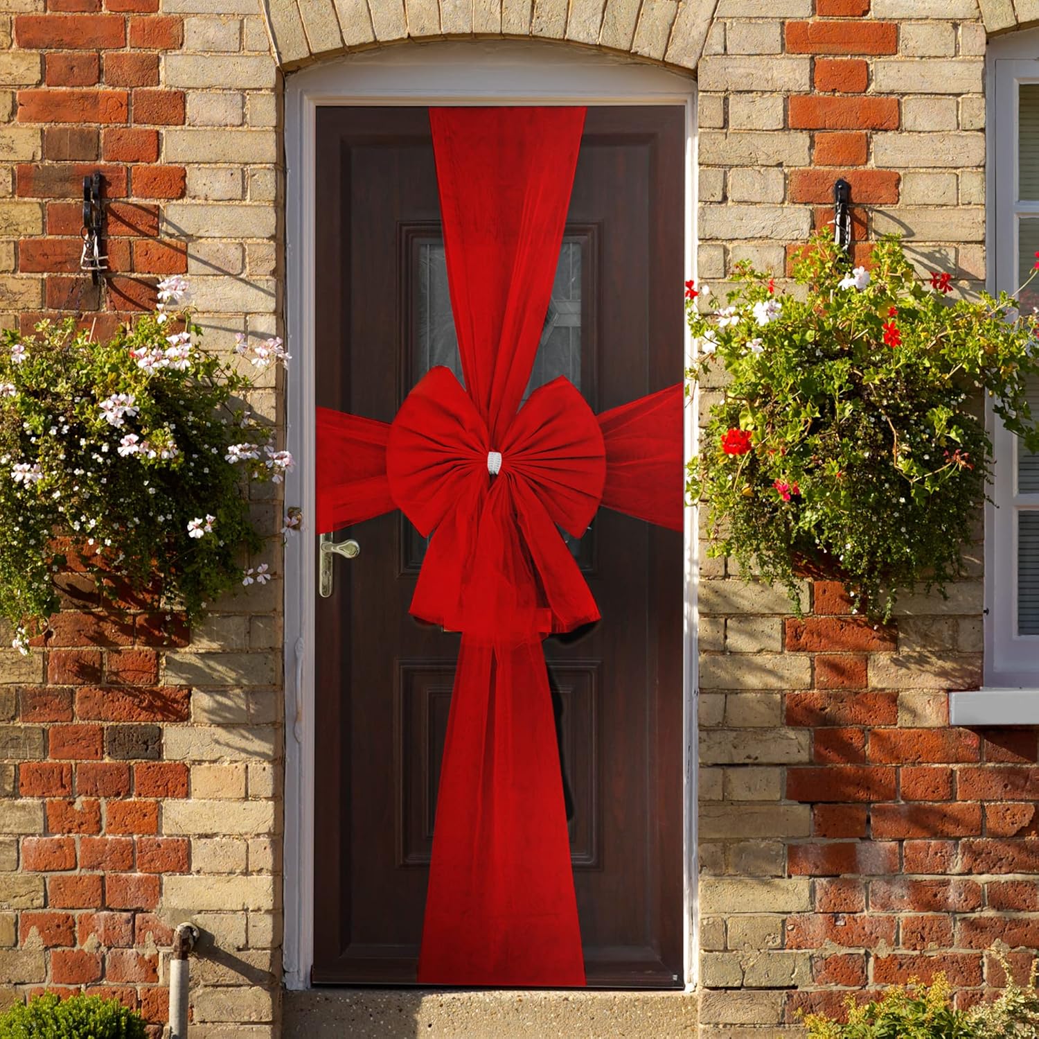 Christmas Door Bow - Large Red Decoration With Diamante Detail - Xmas Baby Shower Wedding Celebration – Festive Season House Decoration
