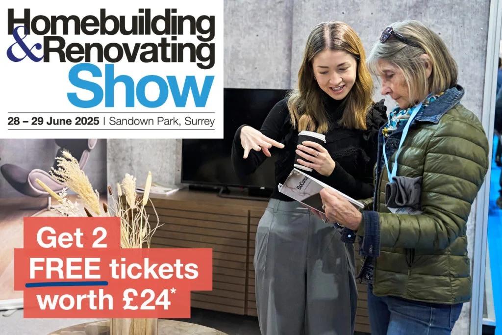 A promo for the Homebuilding & Renovating Show for two free tickets for £24