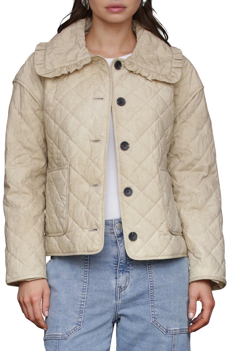 Ruffle Collar Quilted Jacket