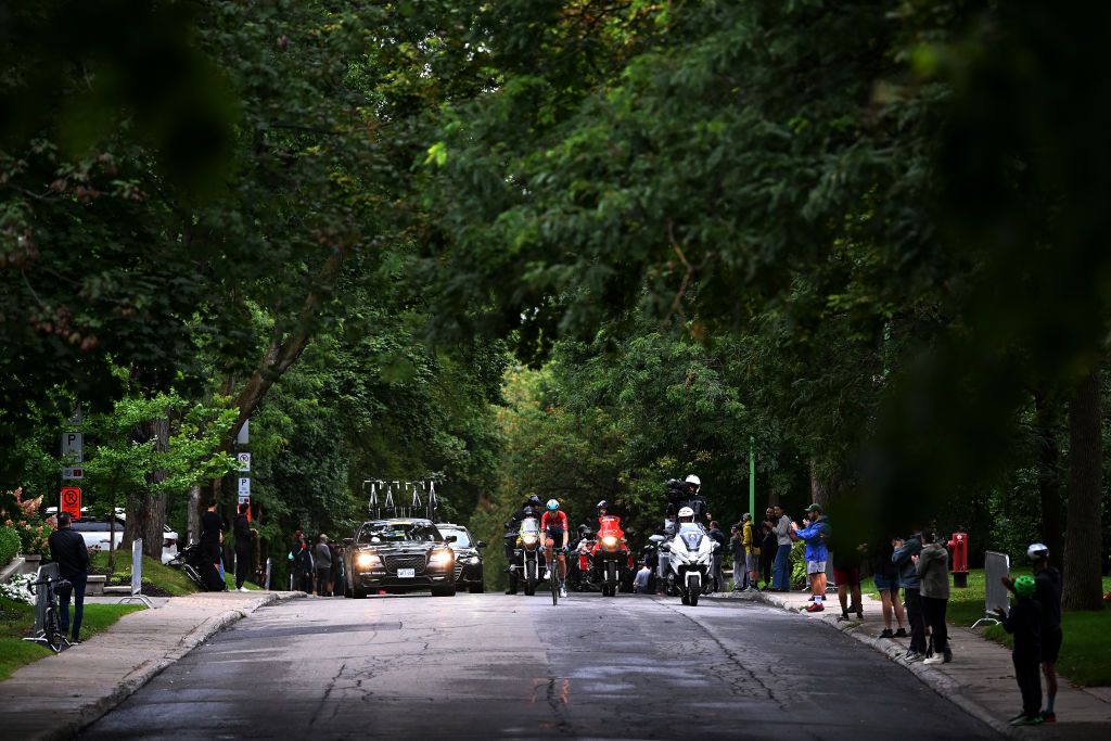 MONTREAL QUEBEC SEPTEMBER 10 Florian Vermeersch of Belgium and Team Lotto Dstny competes in the breakaway during to the 12th Grand Prix Cycliste de Montreal 2023 a 2214km one day race from Montreal to Montreal UCIWT on September 10 2023 in Montreal Quebec Photo by Dario BelingheriGetty Images