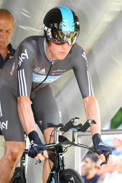 Bradley Wiggins (Sky) gets set to leave the start house