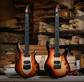 Ernie Ball Music Man's 20th Anniversary Majesty (left) and JP models