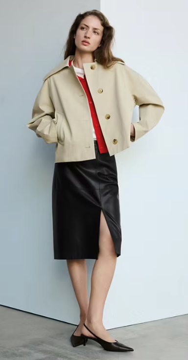 Mango, Straight Leather-Look Skirt
