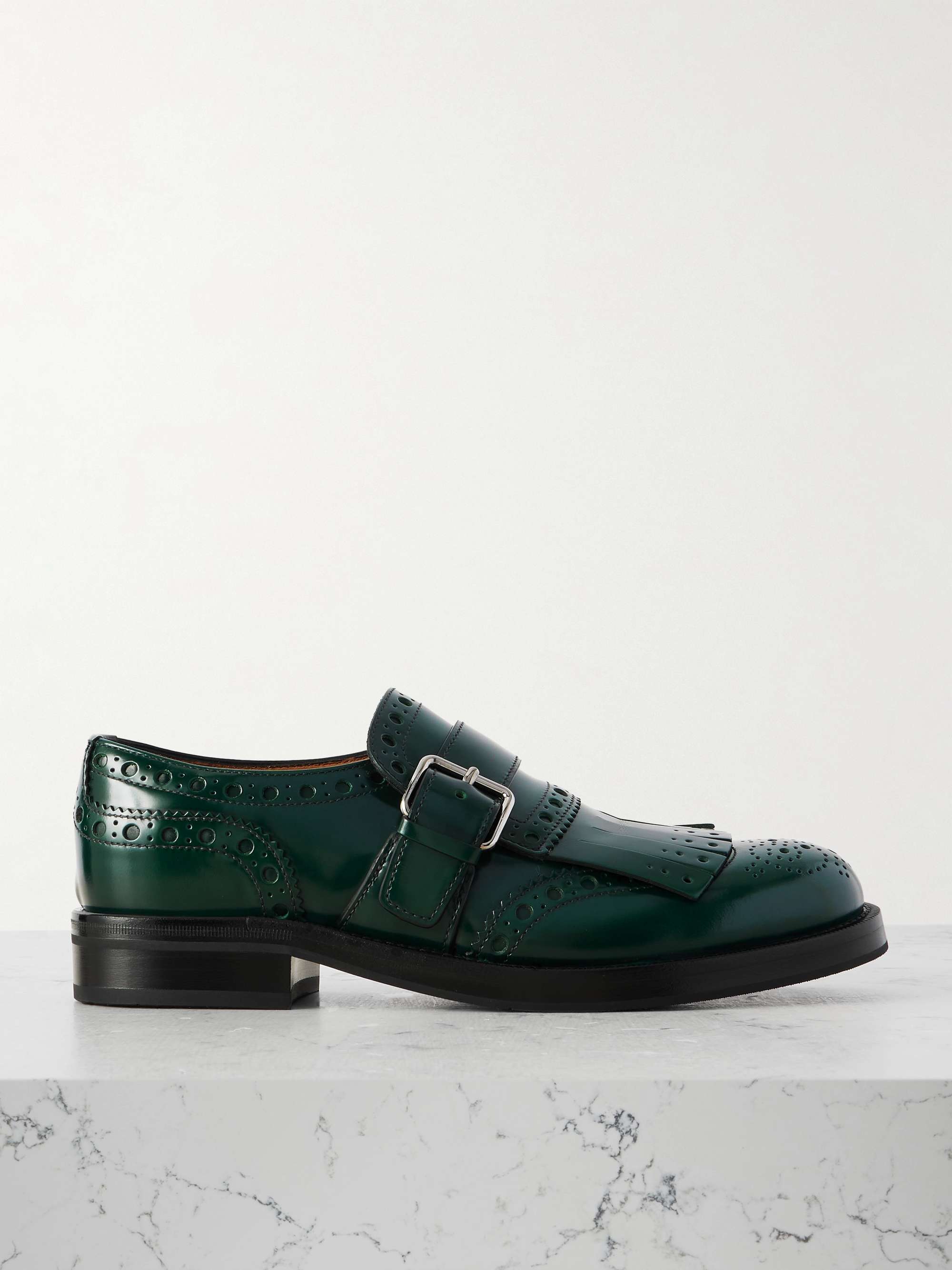 Phillis Fringed Polished Leather Brogues