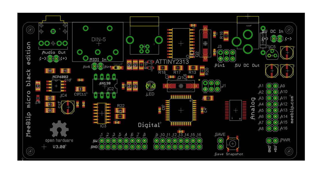 The new, more compact MeeBlip micro Black board