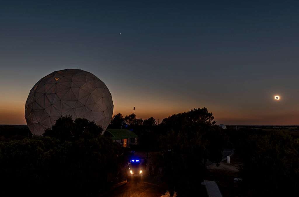View of the total solar eclipse at the Yebes Observatory on 12 August 2026, in Yebes, Guadalajara, Castilla-La Mancha, Spain. (Photo By Alberto Ortega/Europa Press via Getty Images)