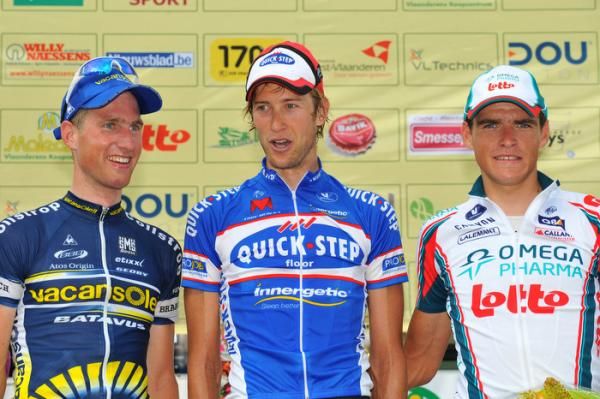 Top three at the 2010 Halle - Ingooigem (l-r): Arnoud Van Groen (Vacansoleil), Jurgen Van De Walle (Quick Step) and Greg Van Avermaet (Omega Pharma - Lotto).