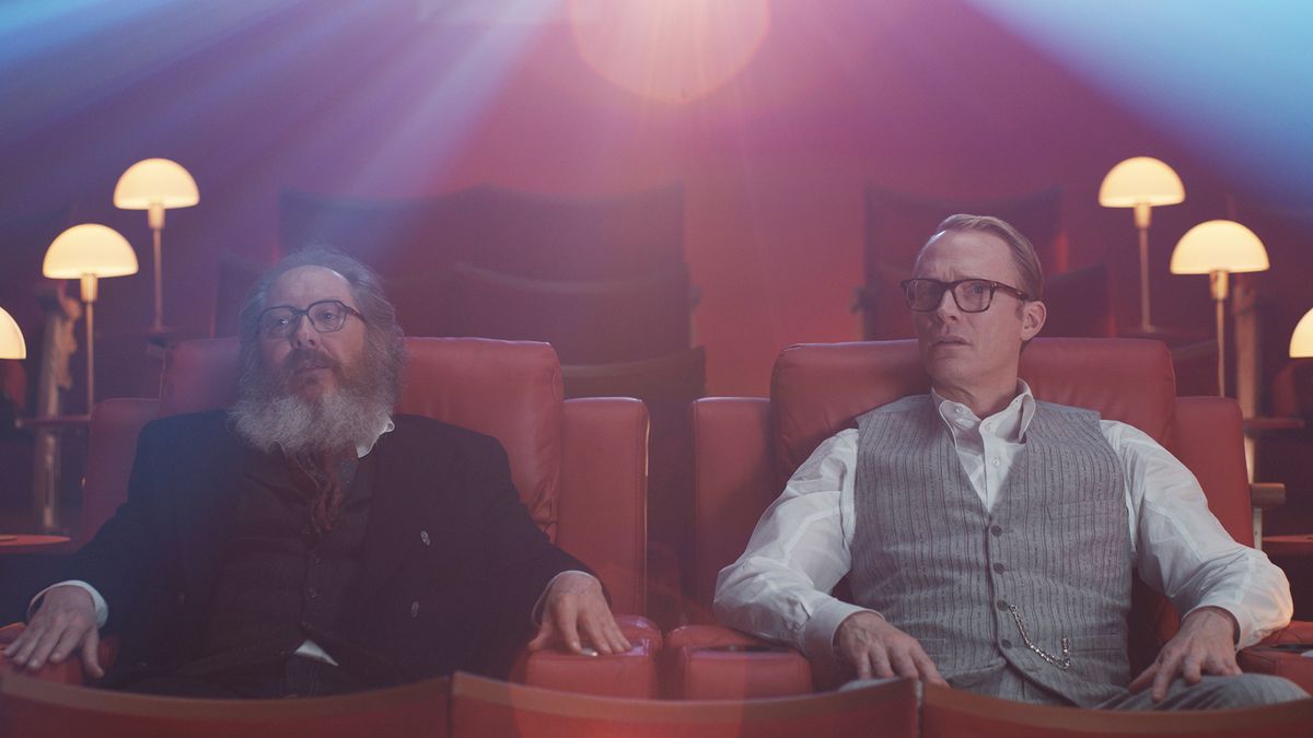 Ultron and Vision sitting down in their human forms in VisionQuest