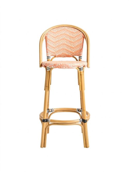 Bistro Pink Rattan Bar Stool