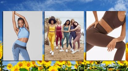 Best sustainable activewear from left to right, Stella McCartney for Adidas, Girlfriend Collective and Everlane