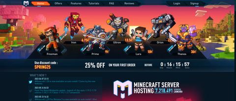 A screenshot of Minecraft Hosting Pro website homepage