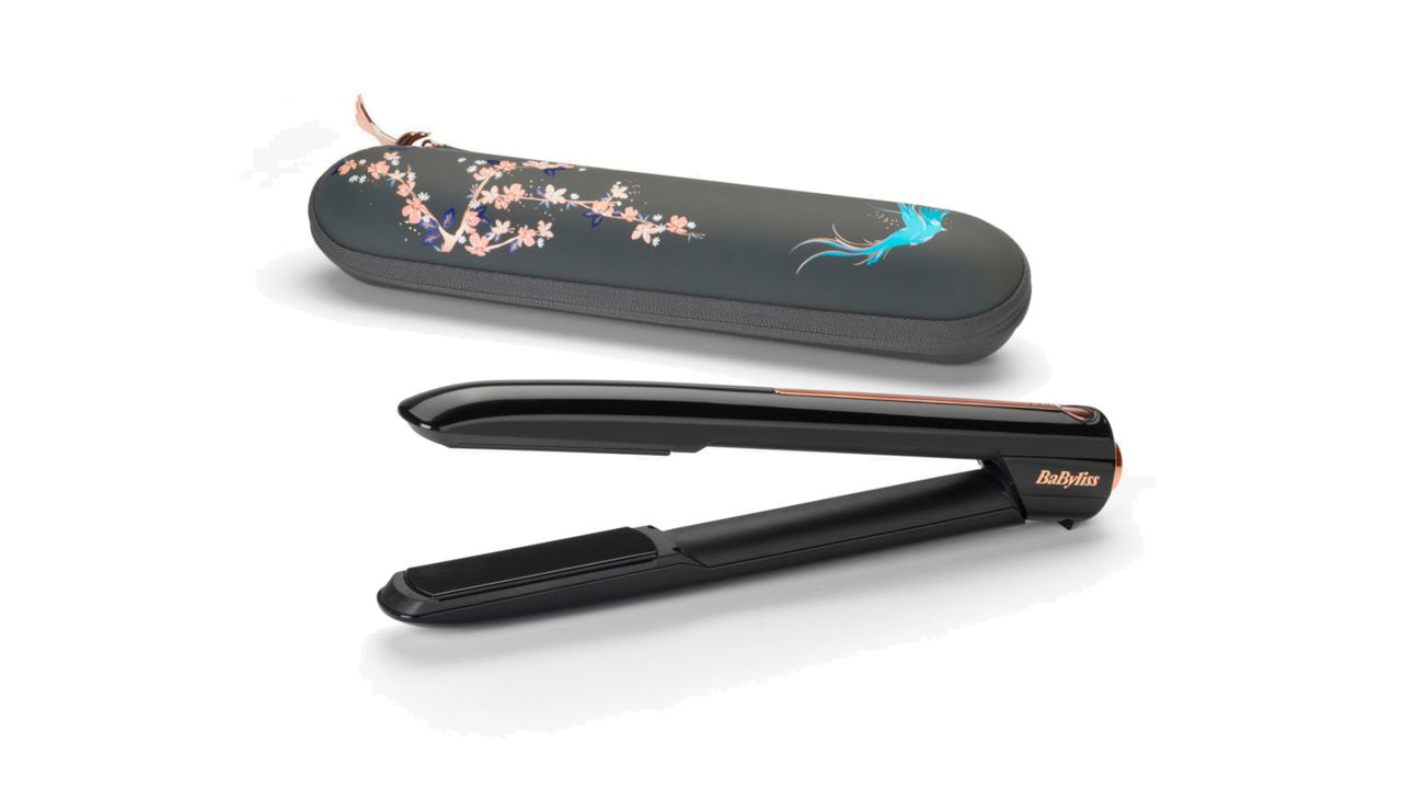 BaByliss Cordless Straightener and case on a white background