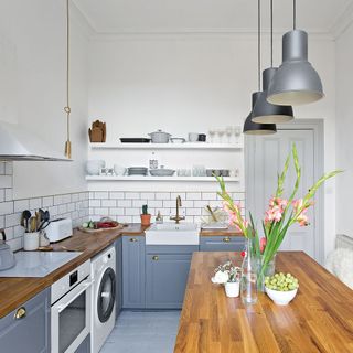 Kitchen with white and grey theme