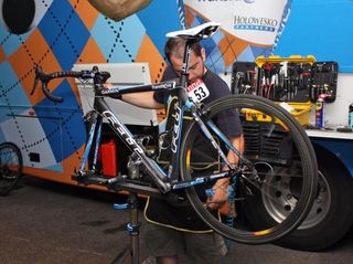 Next on the list is checking the shift performance of Tyler Farrar's bike.