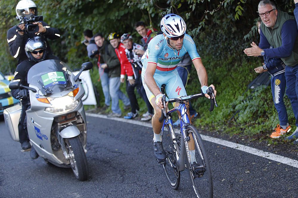 Vincenzo Nibali (Astana) rides in a solo breakaway to win Tour of Lombardy
