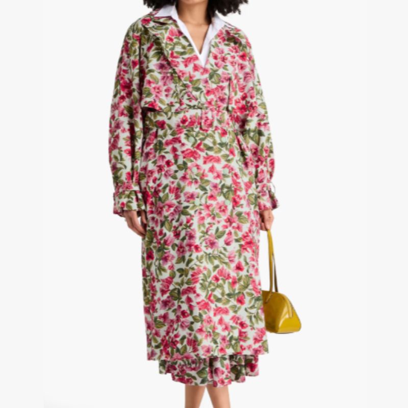 Farm Rio floral print trench coat