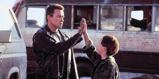 Arnold Schwarzenegger and Edward Furlong in Terminator 2: Judgment Day