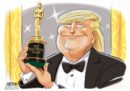 Political Cartoon U.S. Donald Trump Oscars Best Villain