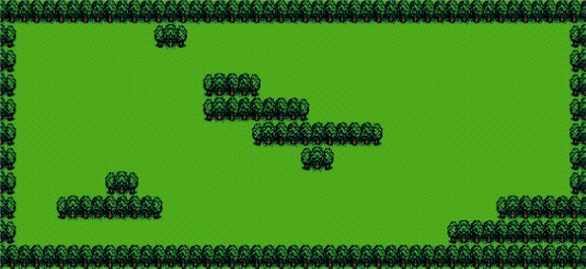 The game area rendered with sprites instead of simple rectangles