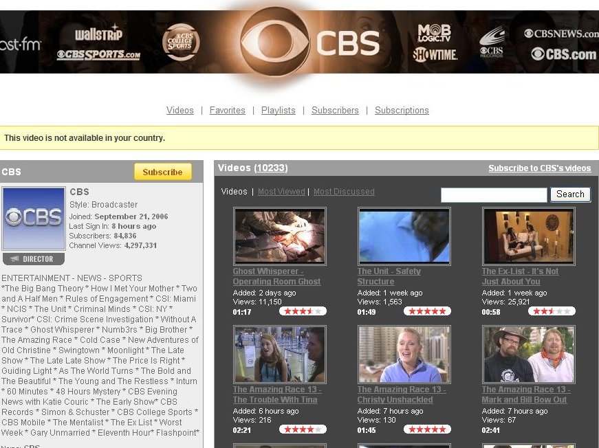 CBS - not available in UK