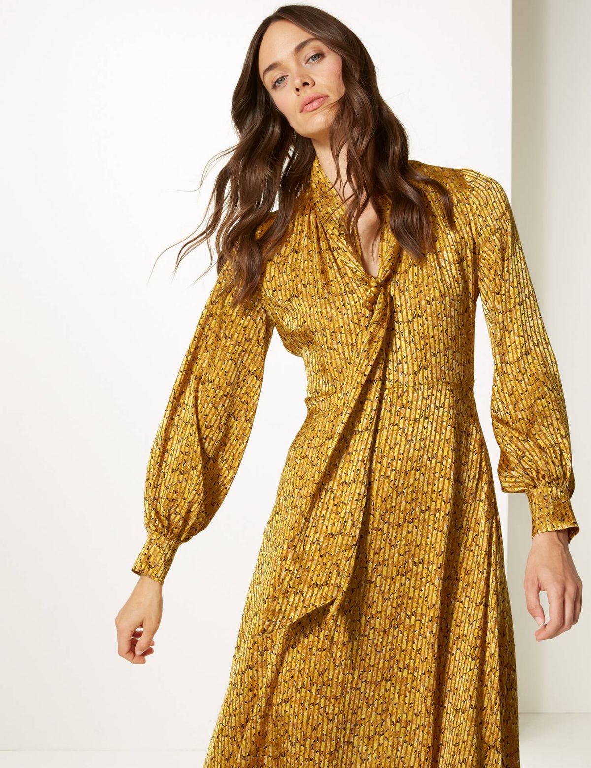 marks and spencer gold dress