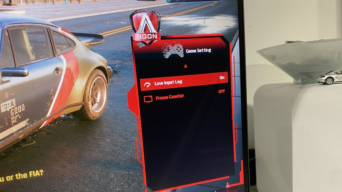 On-screen display of the AOC Agon Pro AG276FK gaming monitor