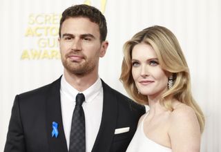 Theo James and Meghann Fahy attend the 29th Annual Screen Actors Guild Awards at Fairmont Century Plaza on February 26, 2023 in Los Angeles, California.