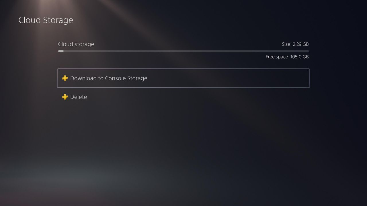 PS5 cloud storage