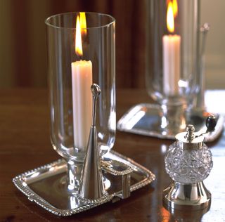 Silver table set and candles
