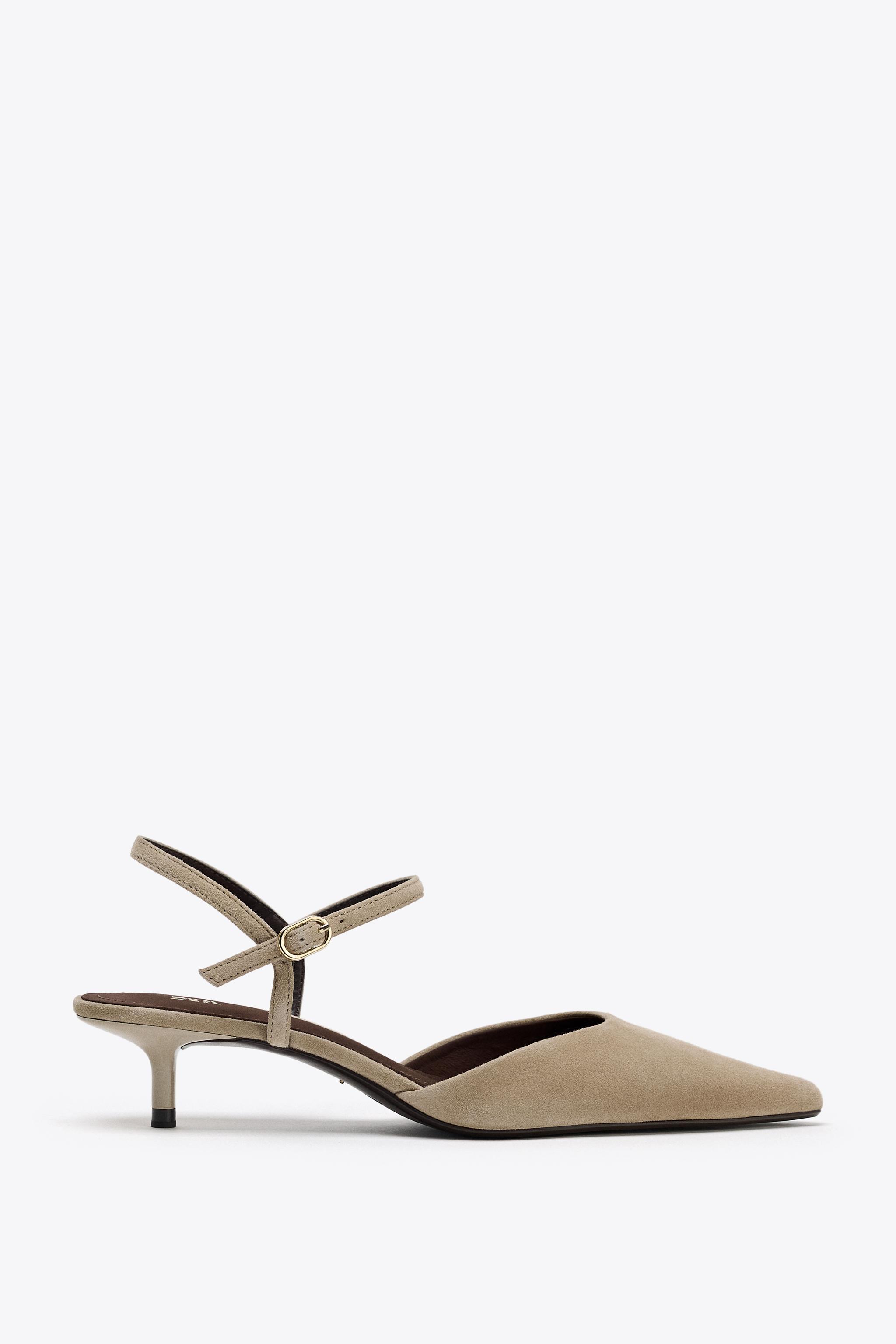Suede Kitten-Heel Slingbacks
